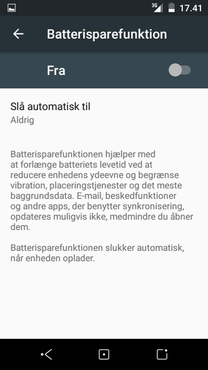 Aktiver Batterisparefunktion