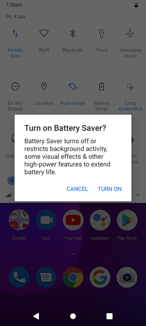 Select TURN ON