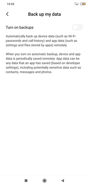 Turn on Turn on backups