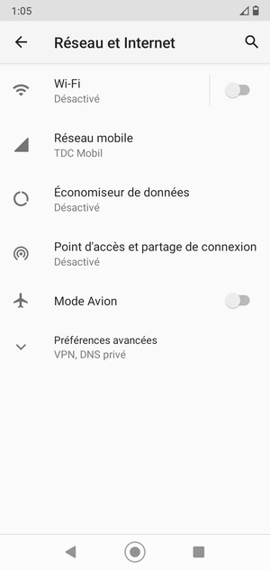 Sélectionnez Réseau mobile