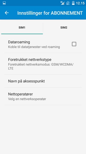 For å bytte nettverk hvis det oppstår nettverksproblemer, velg Nettoperatører