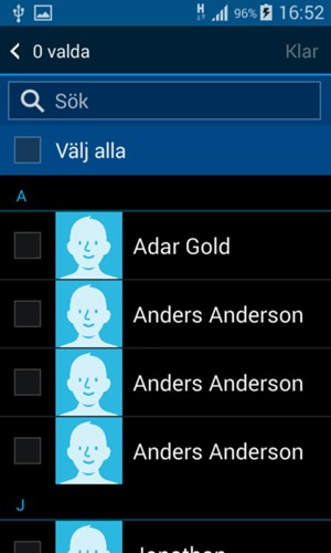 Kryssa i Välj alla-rutan