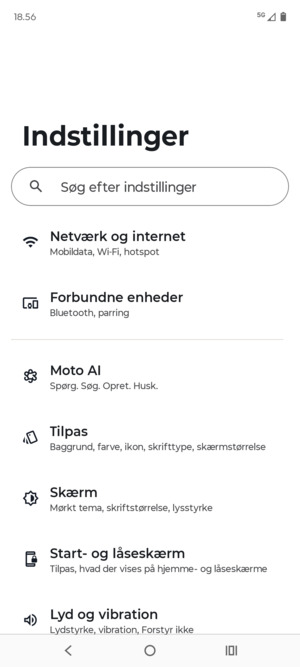 Vælg Netværk og internet