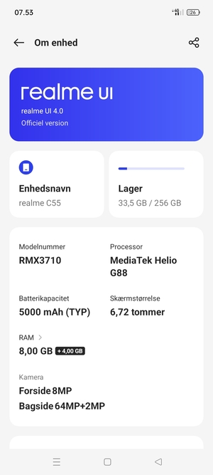 Vælg realme UI
