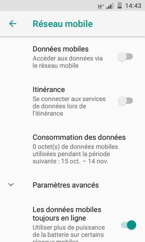 Pour changer de réseau en cas de problèmes de réseau, sélectionnez Paramètres avancés
