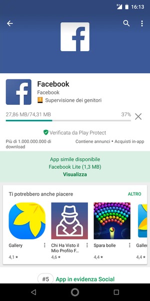 Attendi il completamento del processo di installazione