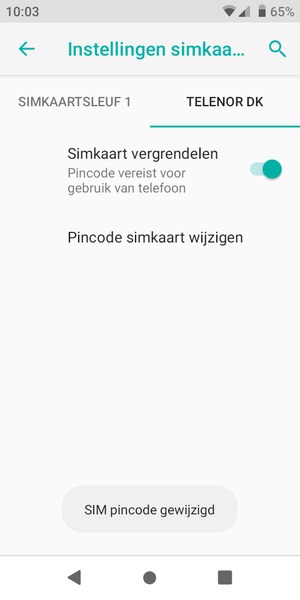 Uw SIM pincode is gewijzigd