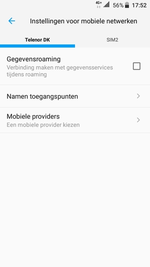 Om van netwerk te wisselen in geval van netwerkproblemen, selecteert u Mobiele providers