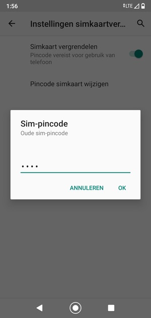 Voer uw Oude SIM pincode in en selecteer OK