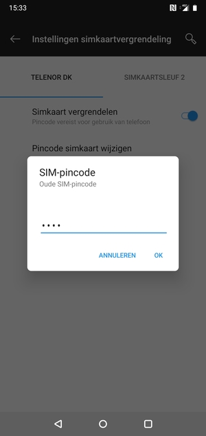 Voer uw Oude SIM pincode in en selecteer OK