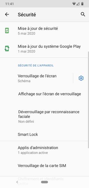 Sélectionnez Verrouillage de la carte SIM