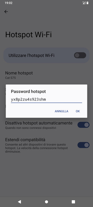 Inserisci una password dell'hotspot Wi-Fi di almeno 8 caratteri e seleziona OK