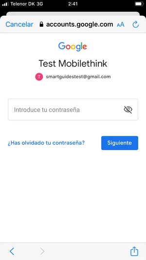 Introduzca su Contraseña y seleccione Siguiente