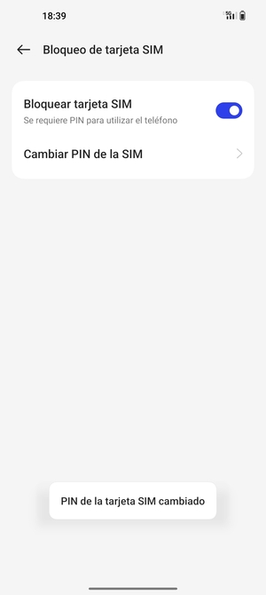 Su PIN de la tarjeta SIM ha sido cambiado