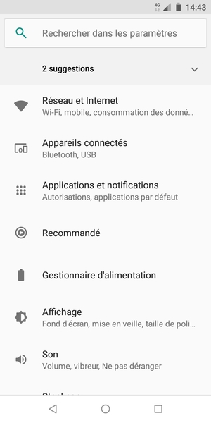 Sélectionnez Réseau et Internet