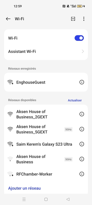 Vous êtes maintenant connecté au réseau Wi-Fi