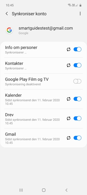 Dine oplysninger vil blive synkroniseret