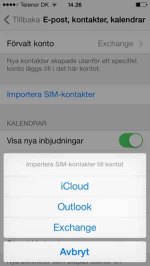 Välj iCloud