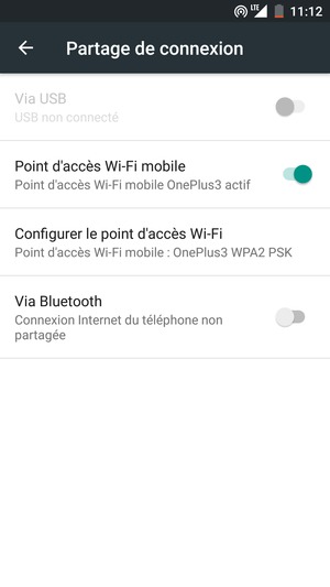 Votre téléphone est maintenant configuré pour être utilisé comme modem