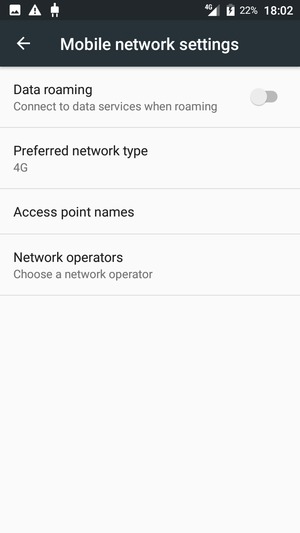 To change network if network problems occur, select Network operators