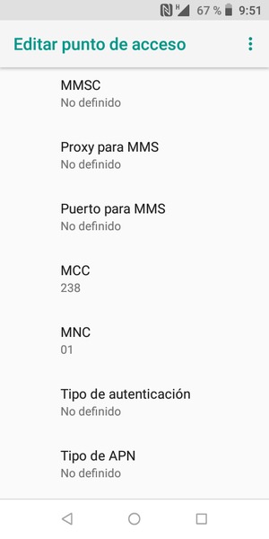 Desplácese hacia abajo e introduzca la información de Internet