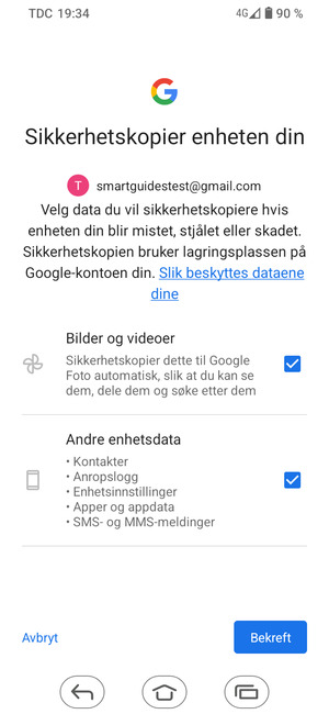 Velg ønsket alternativ og velg Bekreft