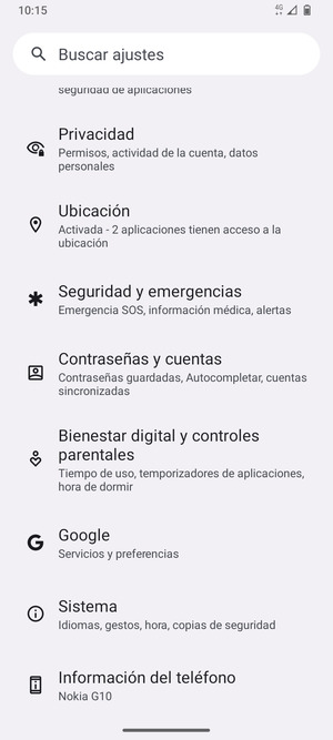 Desplácese y seleccione Sistema