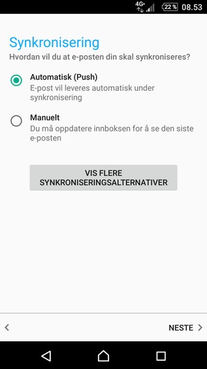 Velg ønsket alternativ og velg NESTE
