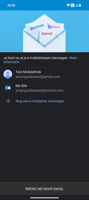 Selecteer BRENG ME NAAR GMAIL