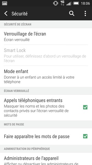 Sélectionnez Verrouillage de l'écran