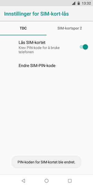 Din PIN-kode for SIM-kort er endret