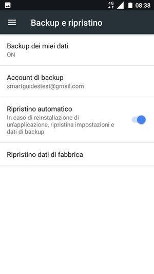 Seleziona Account di backup