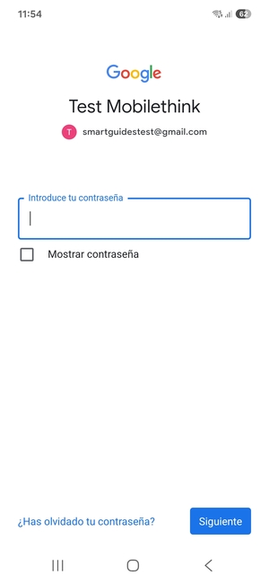 Introduzca su contraseña de Gmail y seleccione Siguiente