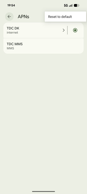 Select Reset to default