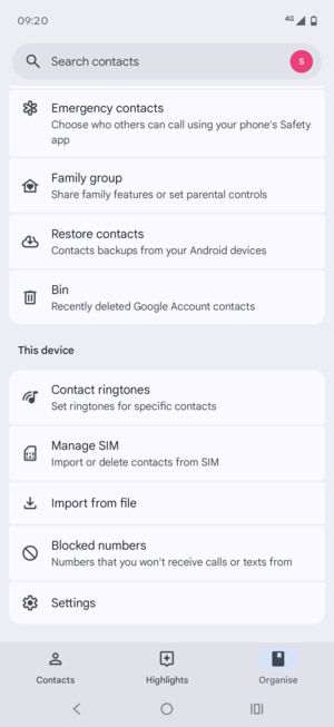 Scroll to and select Manage SIM