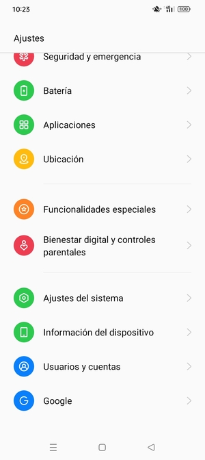 Desplácese y seleccione Información del dispositivo