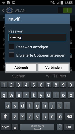 Geben Sie das WLAN-Passwort ein und wählen Sie Verbinden