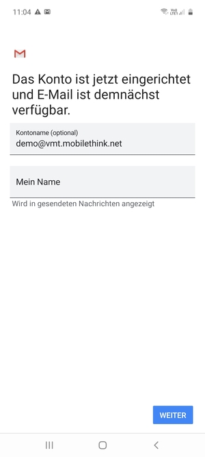Geben Sie Ihrem Konto einen Namen und geben Sie Ihren Namen ein. Wählen Sie WEITER