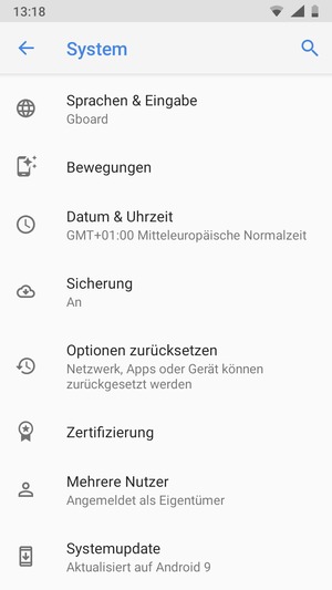 Scrollen Sie und wählen Sie Systemupdate