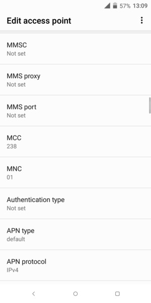 Scroll down and enter MMS information