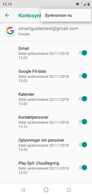 Vælg Synkroniser nu