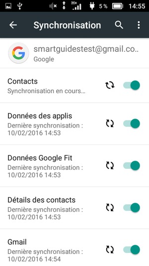 Vos informations seront synchronisées