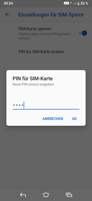 Bestätigen Sie Ihre neue PIN für SIM-Karte und wählen Sie OK