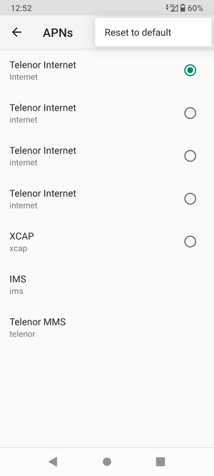 Select Reset to default