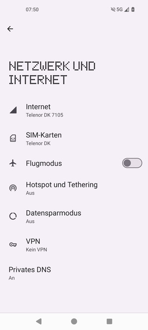 Wählen Sie Hotspot und Tethering