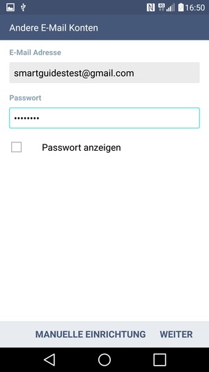 Geben Sie Ihre Gmail oder Hotmail Adresse und Ihr Passwort ein. Wählen Sie WEITER