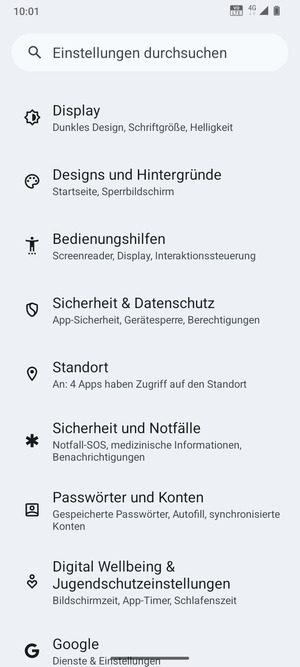Scrollen Sie und wählen Sie Sicherheit & Datenschutz