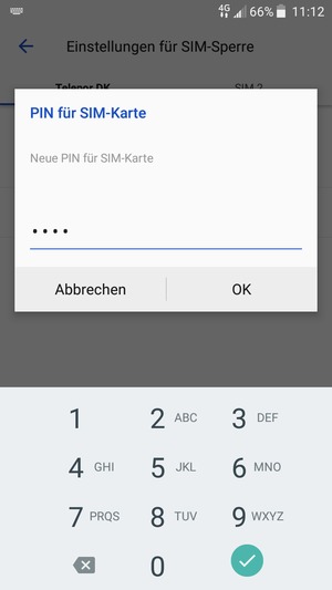 Geben Sie Ihre Neue PIN für SIM-Karte ein und wählen Sie OK