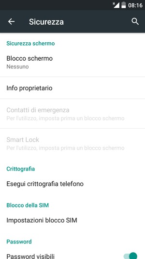 Seleziona Impostazioni blocco SIM