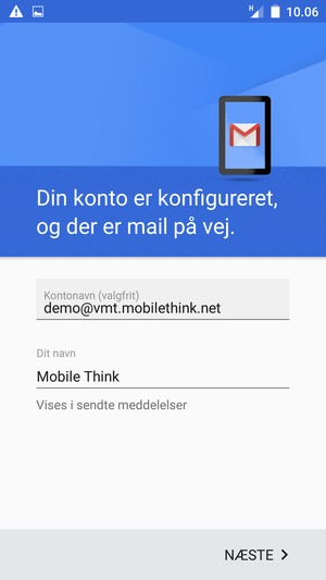 Giv din konto et navn og indtast dit navn. Vælg NÆSTE
